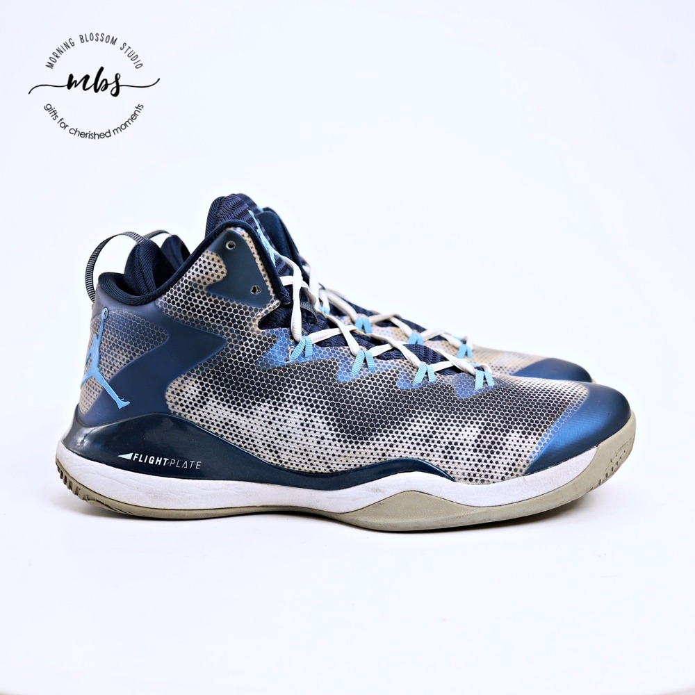 Jordan Super Fly 3 PO Athletic Mid Top Basketball Shoes Blue White Men 11.5